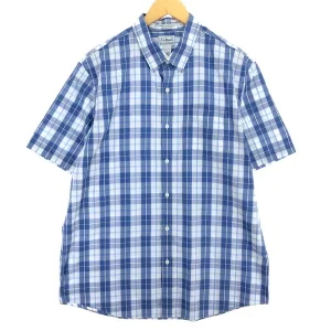 00'S LLBean Button-down short-sleeve cotton check shirt Men's L /eaa456262