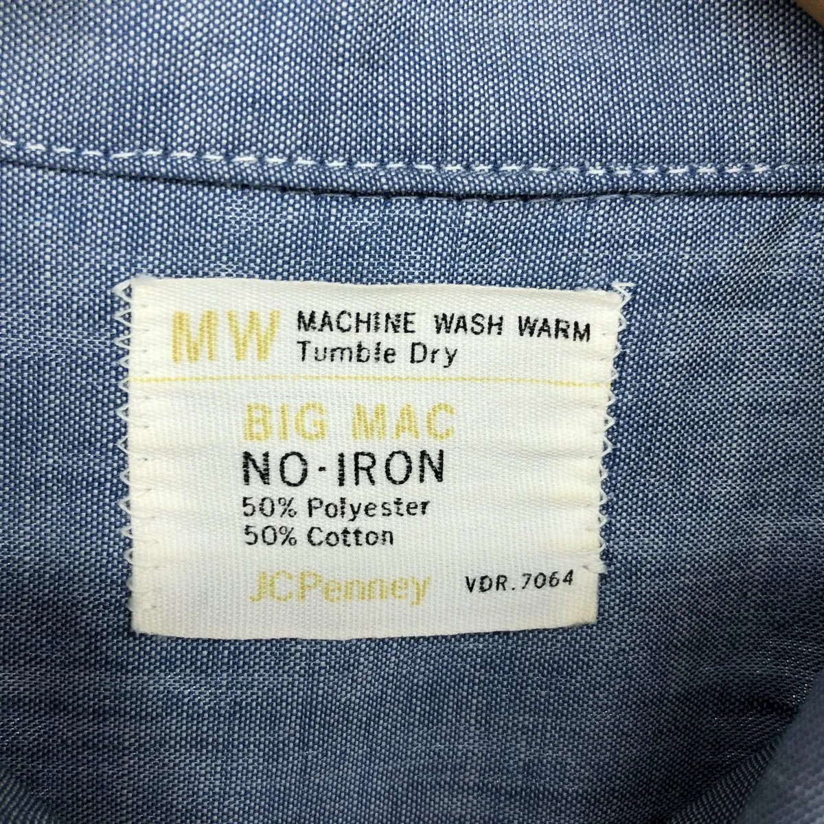 70'S JCPenney BIG MAC Chambray Short Sleeve Work Shirt Men's Medium Vintage /eaa464585