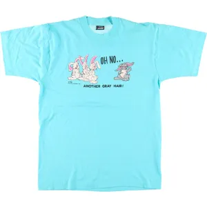 80's SCREEN STARS Rabbit Pattern Print T-Shirt Made in USA Men's L Vintage /eaa446452
