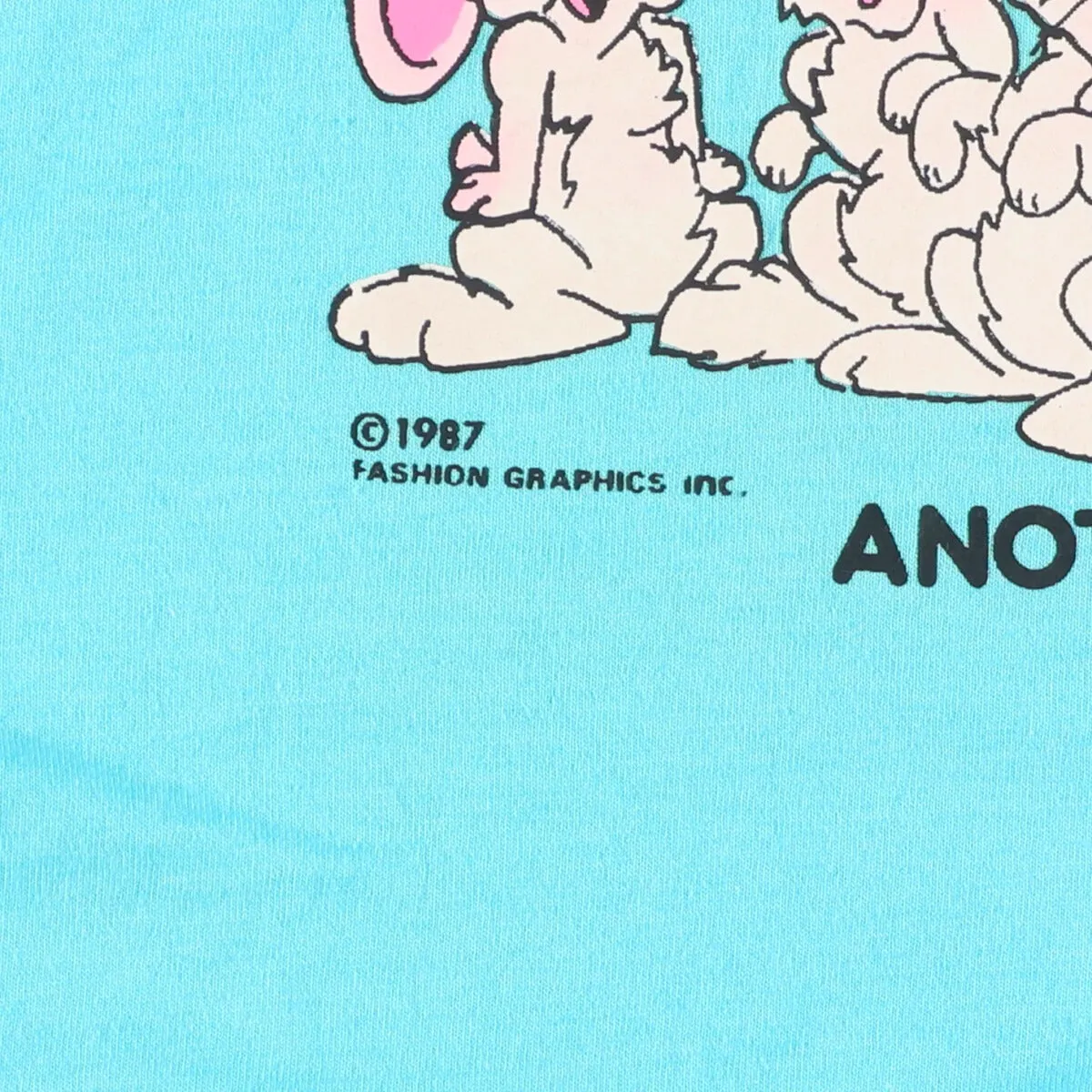 80's SCREEN STARS Rabbit Pattern Print T-Shirt Made in USA Men's L Vintage /eaa446452