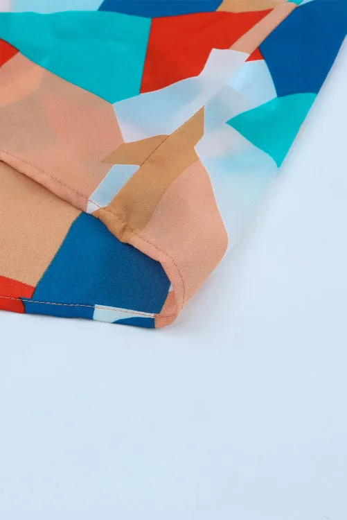 Abstract Balloon Sleeve Top