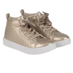 Adee Bowtique W245103 Silver Light Gold Bow High Top Girls Velcro Boots