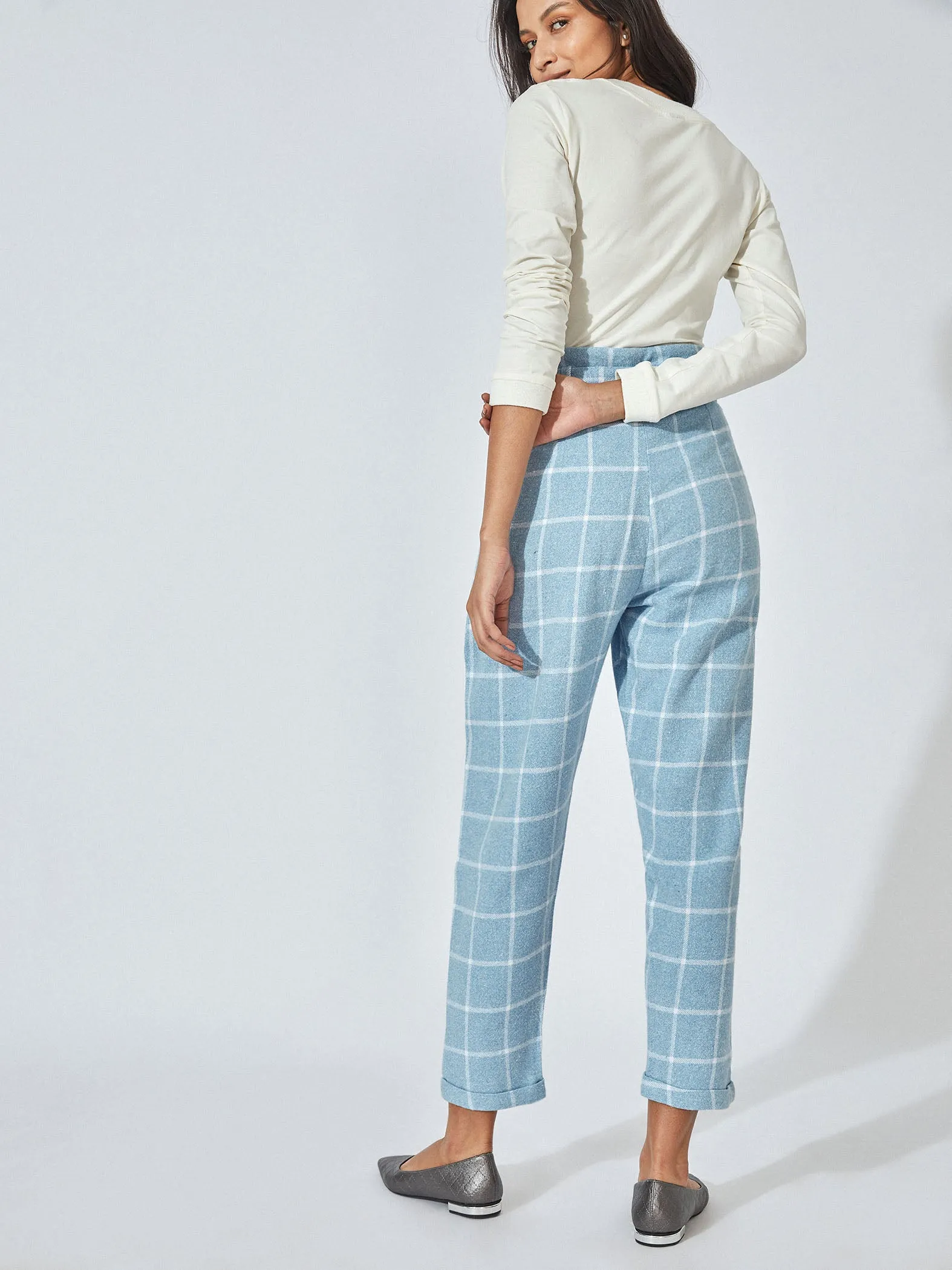 Aqua Checks Tapered Pants
