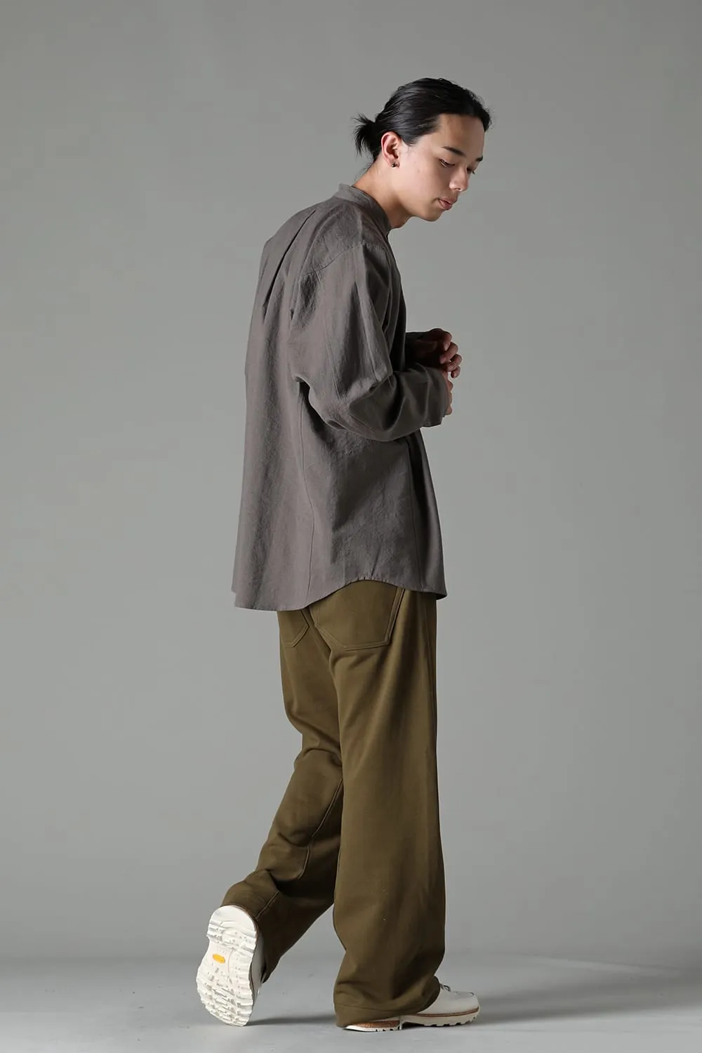 BASIC SHIRT  Wool Cotton Linen Shirting Warm Grey