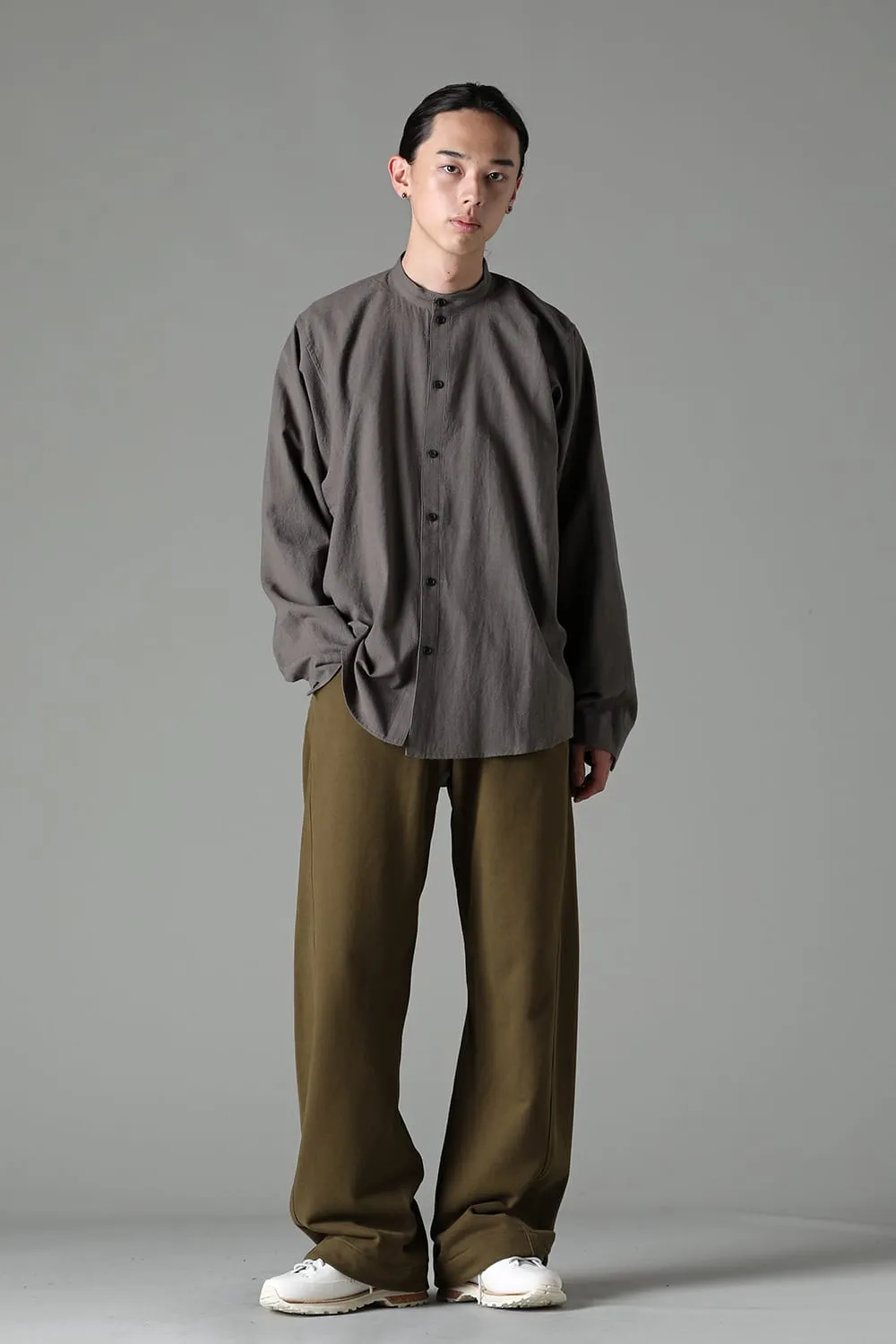 BASIC SHIRT  Wool Cotton Linen Shirting Warm Grey
