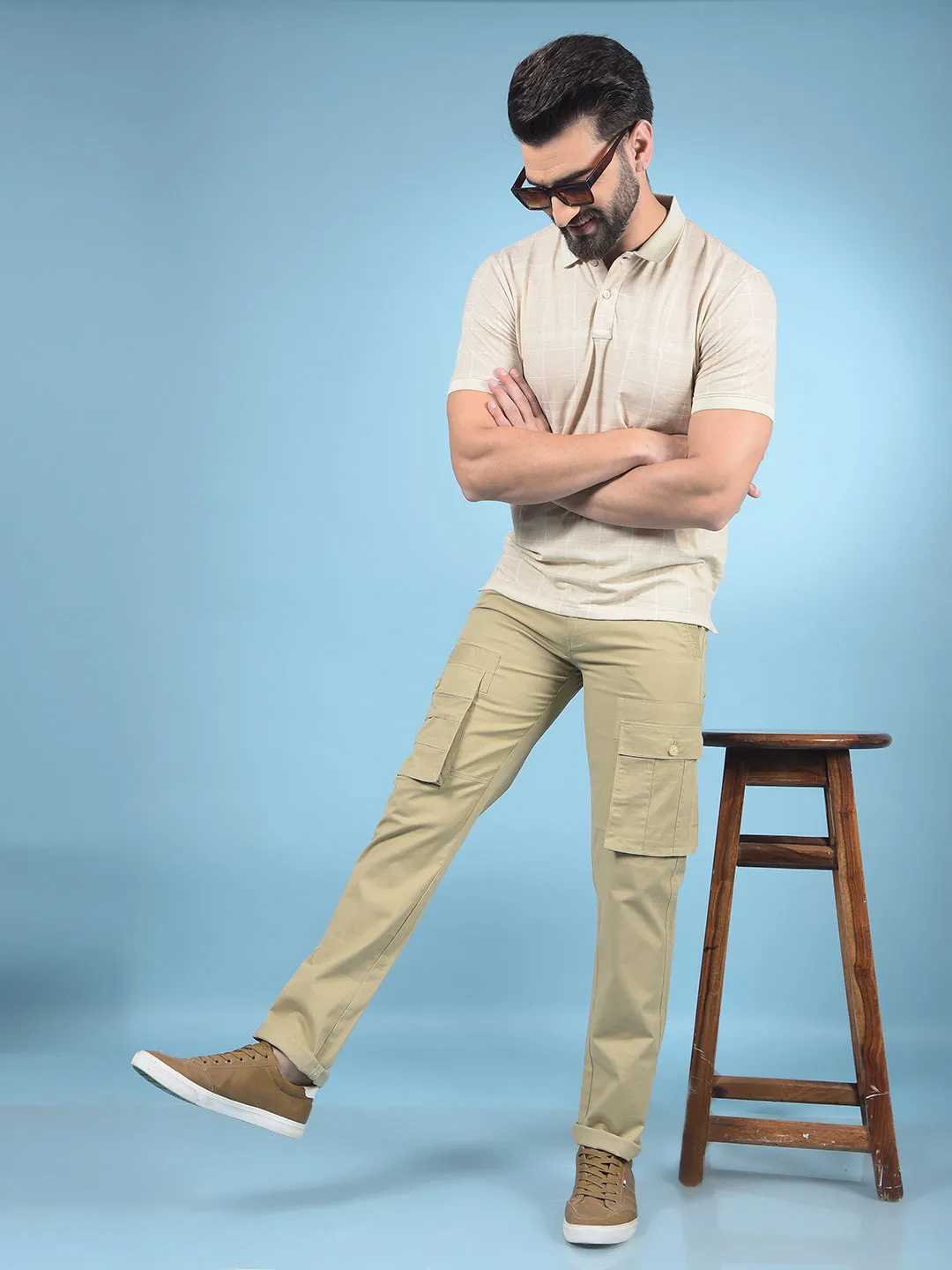 Beige Cargo Trousers