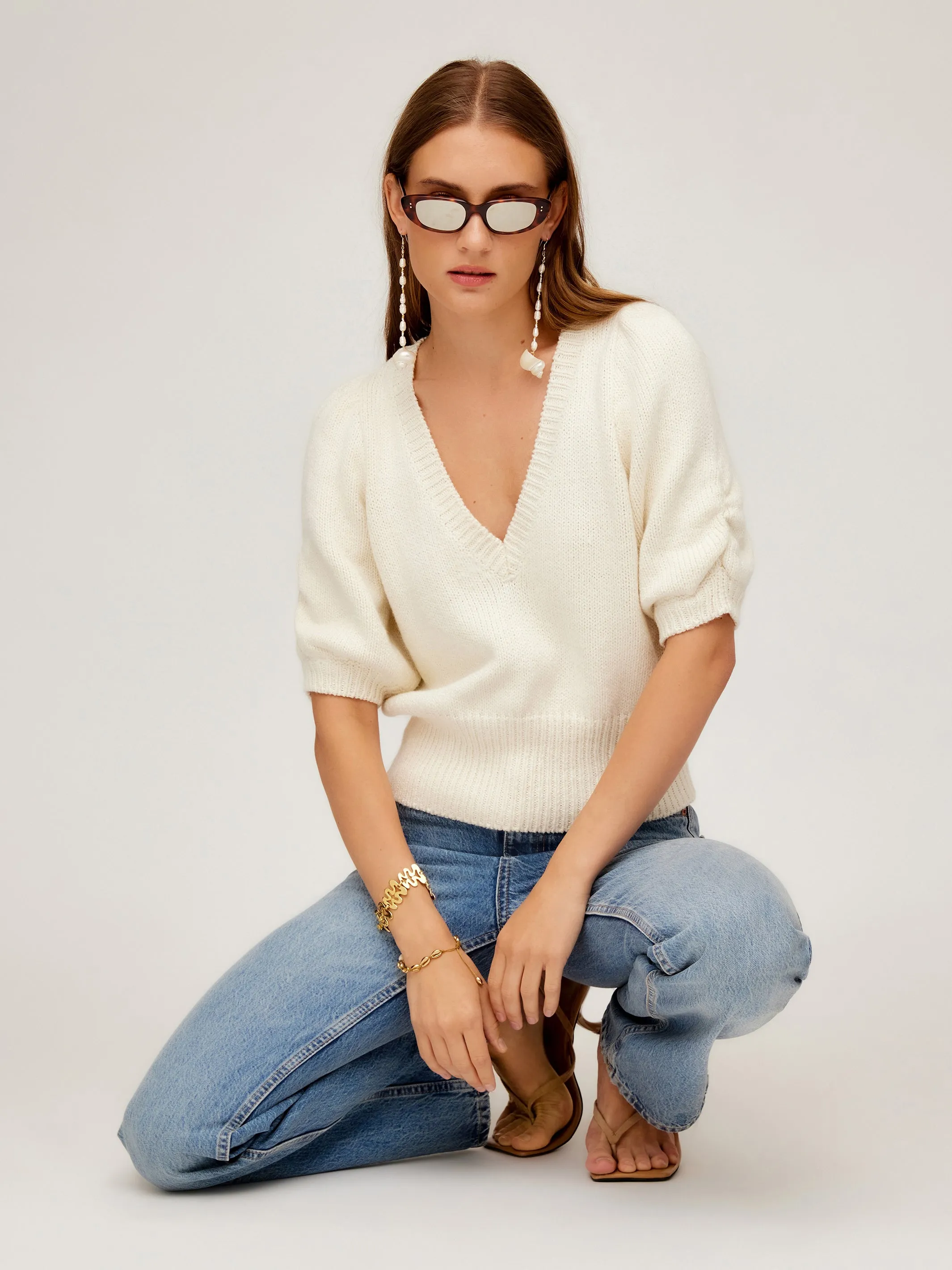 Bennet Shirred Sleeve Sweater
