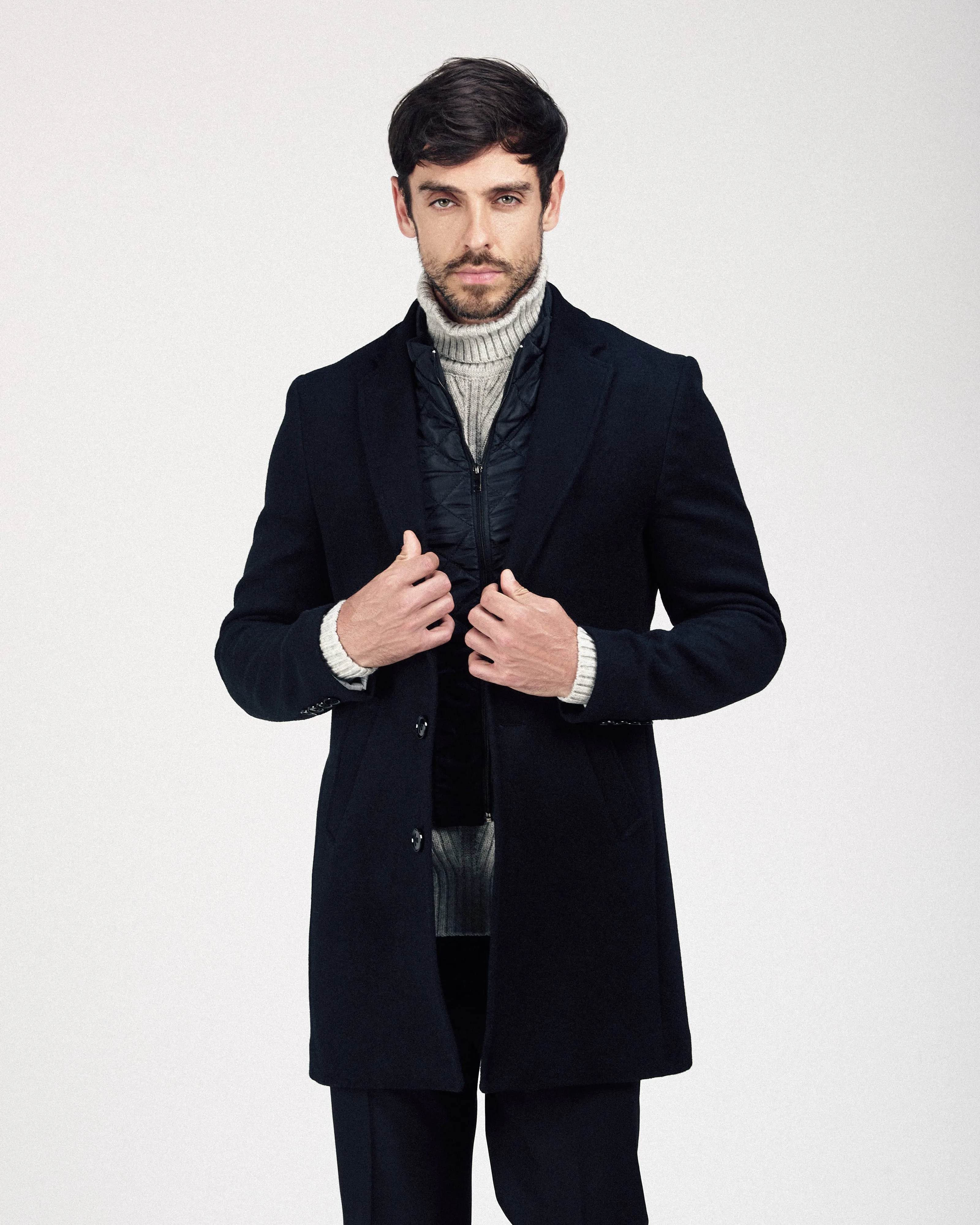 Black Felt Coat with removable padded piece