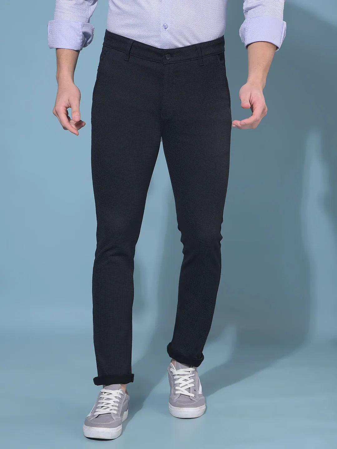 Black Stretchable Printed Trousers