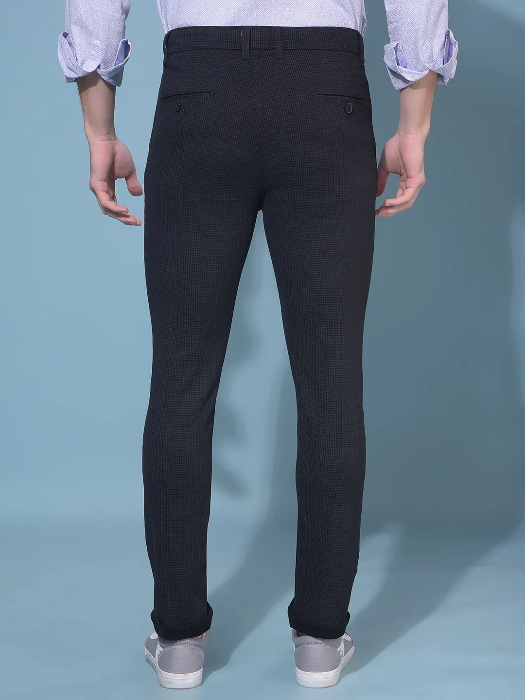 Black Stretchable Printed Trousers
