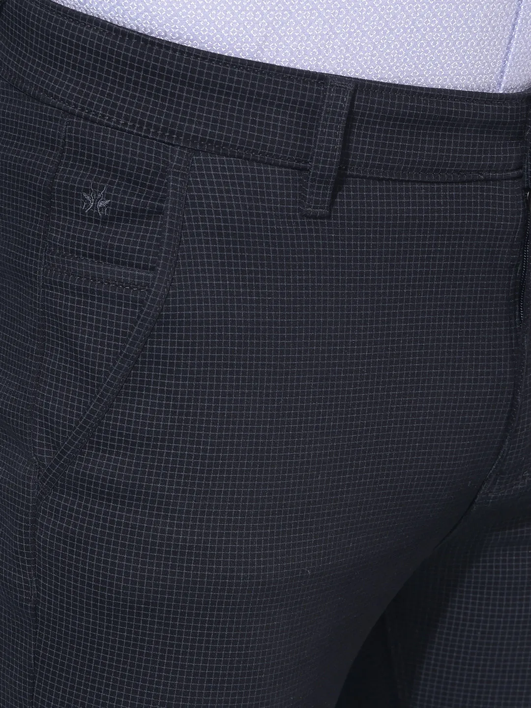 Black Stretchable Printed Trousers