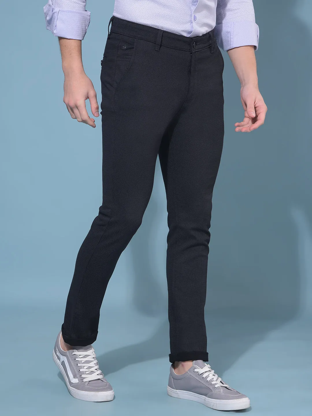 Black Stretchable Printed Trousers