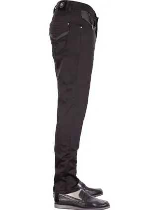 Black Zipper Leather Tech Pants