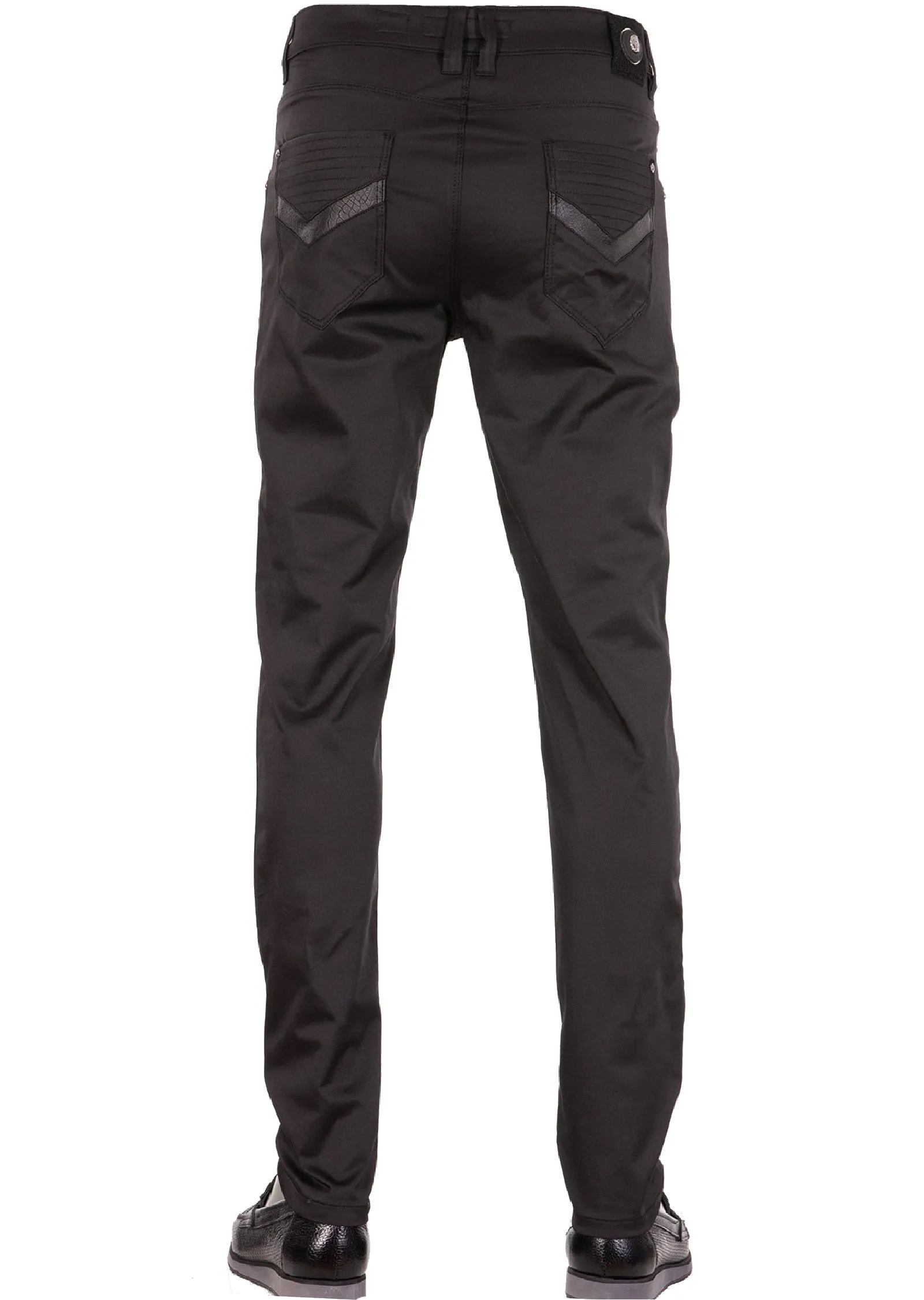 Black Zipper Leather Tech Pants