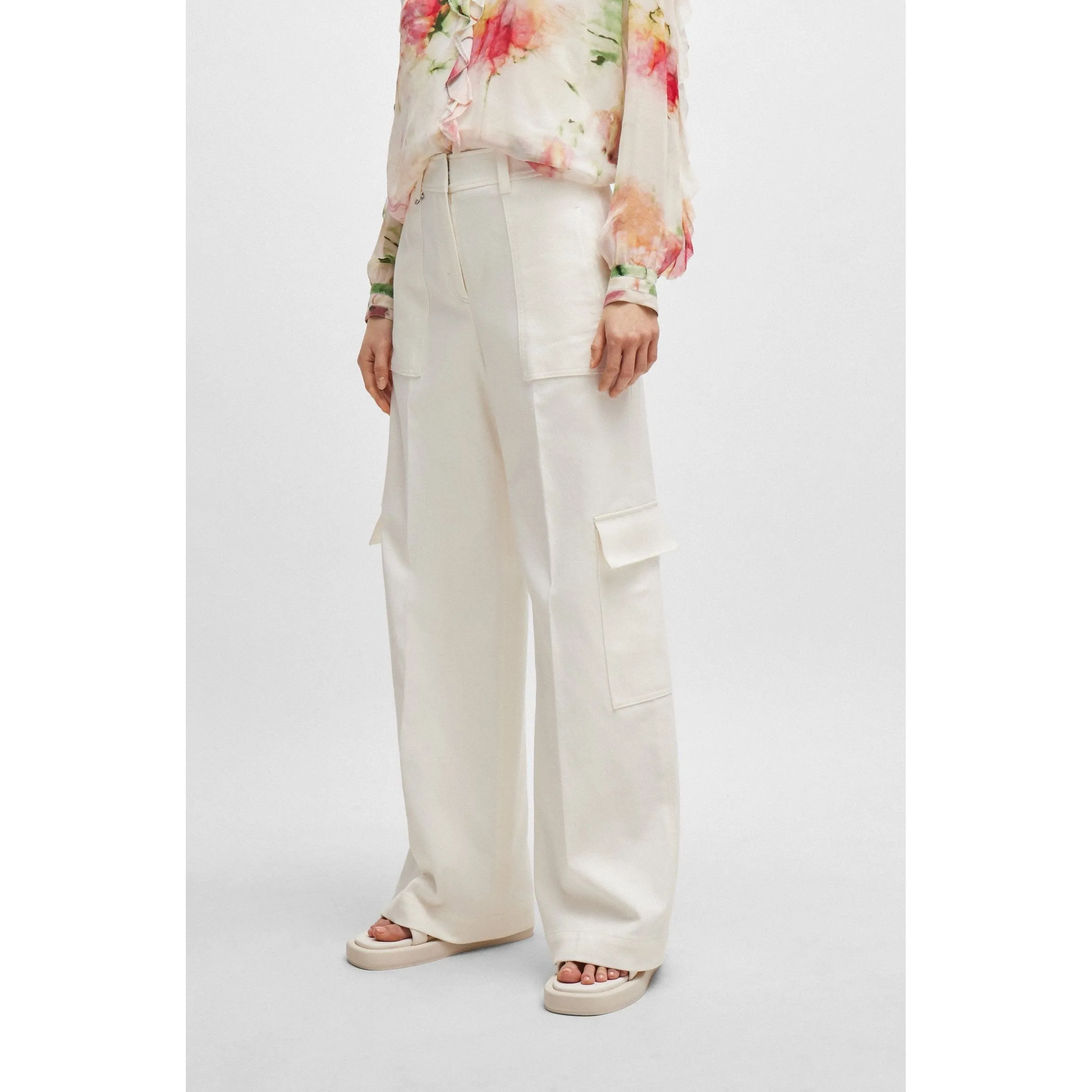 BOSS STRAIGHT FIT TROUSERS IN COTTON BLEND
