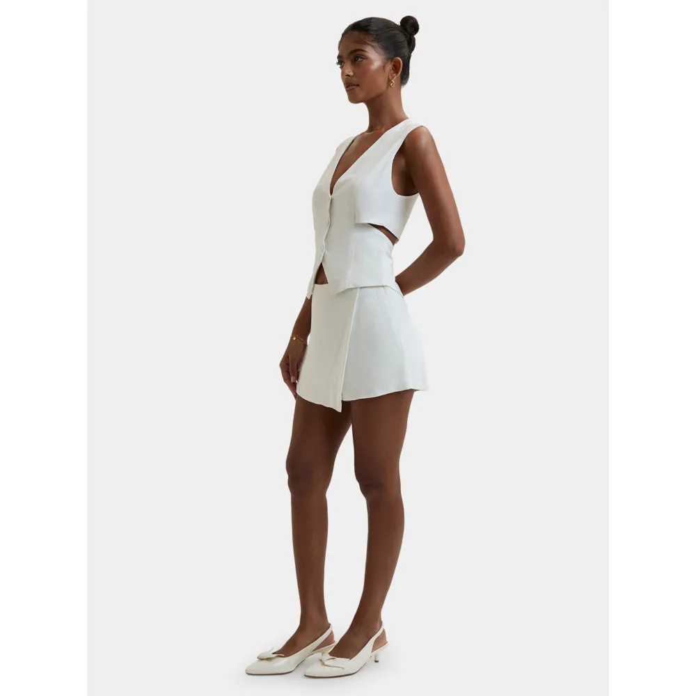Bouji Kyoto Cut Out Waist Coat White