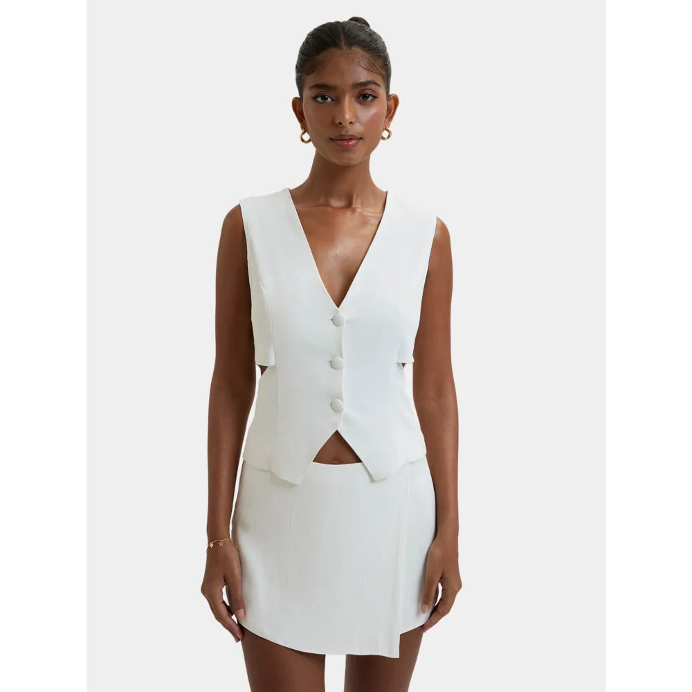 Bouji Kyoto Cut Out Waist Coat White