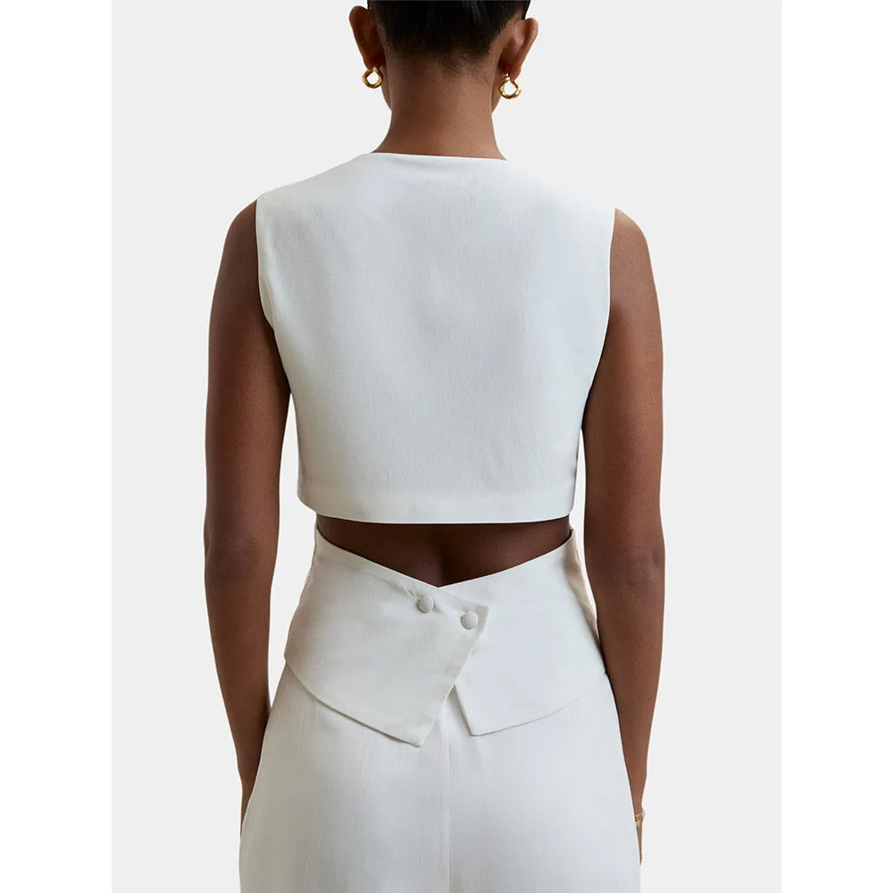Bouji Kyoto Cut Out Waist Coat White