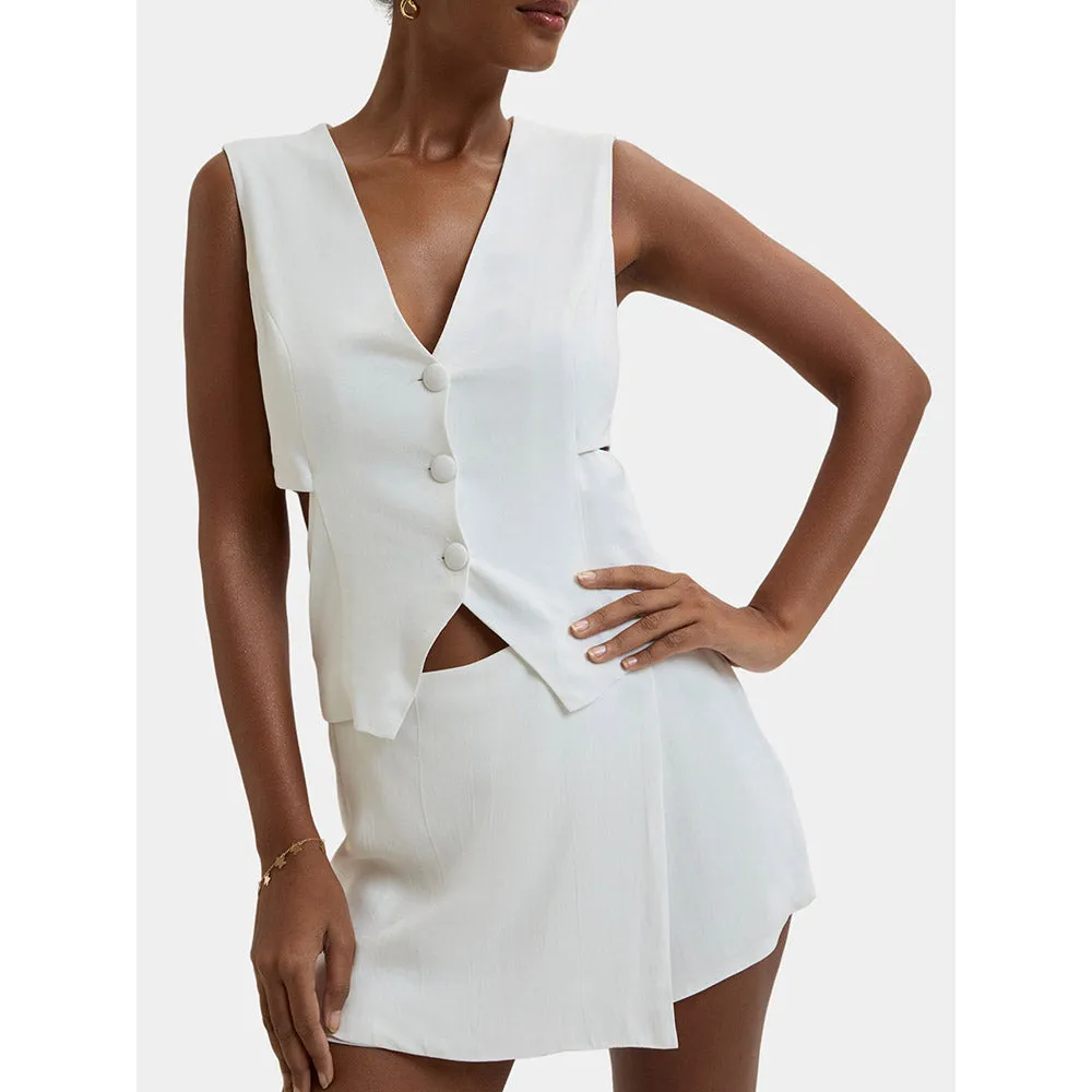 Bouji Kyoto Cut Out Waist Coat White