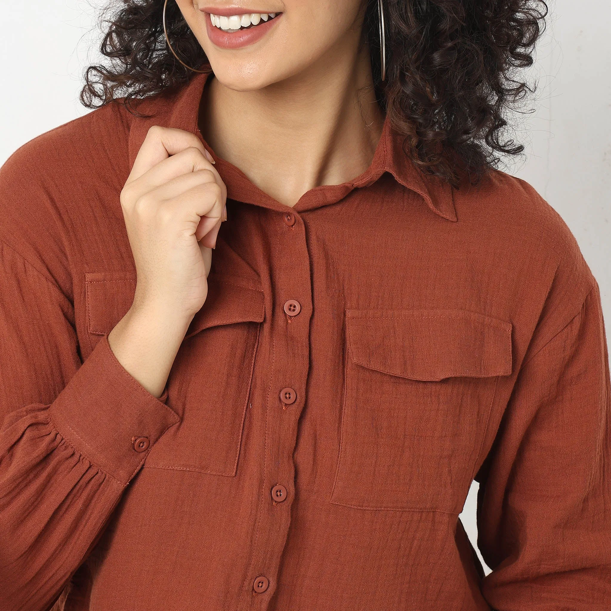 Boxy Fit Solid Shirts