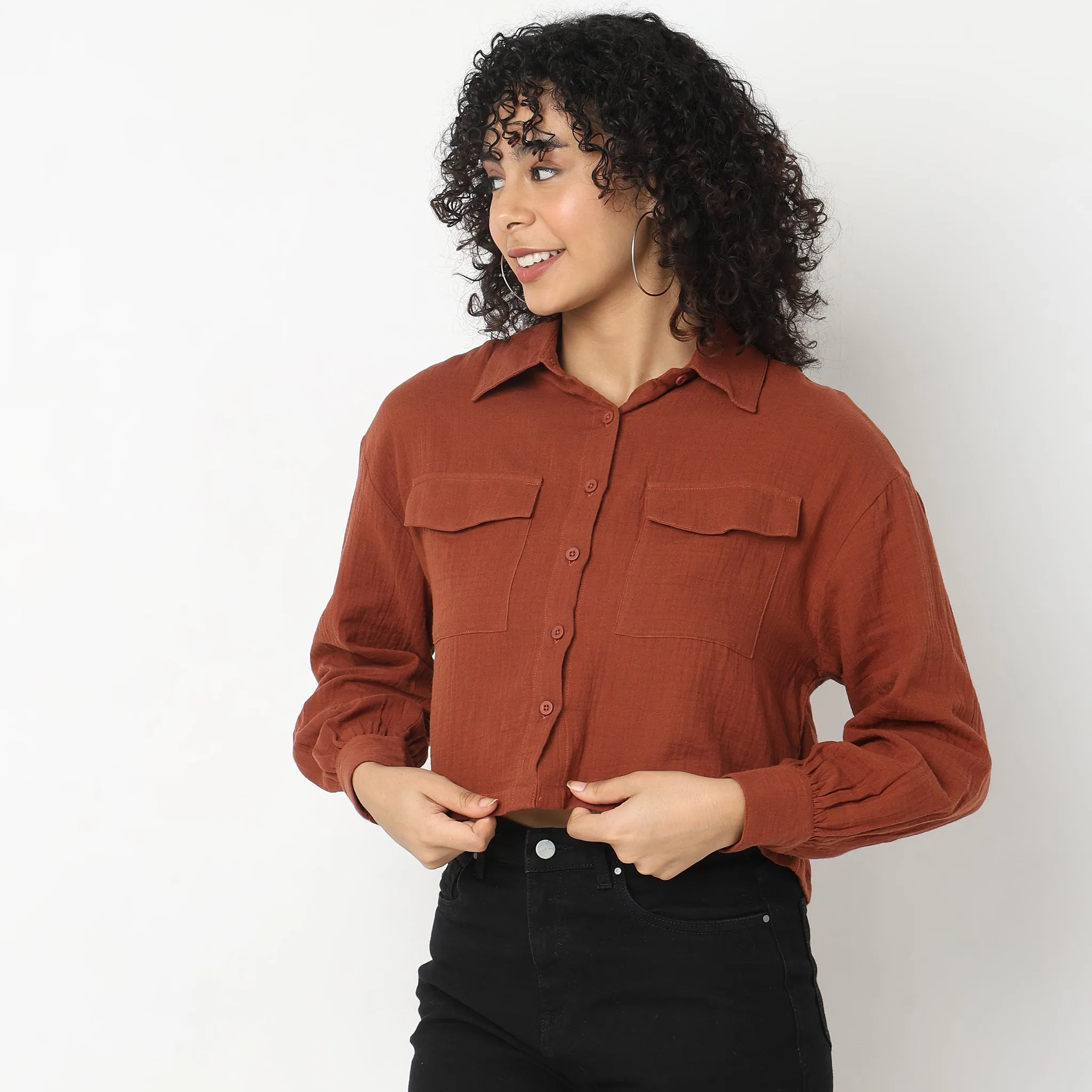 Boxy Fit Solid Shirts