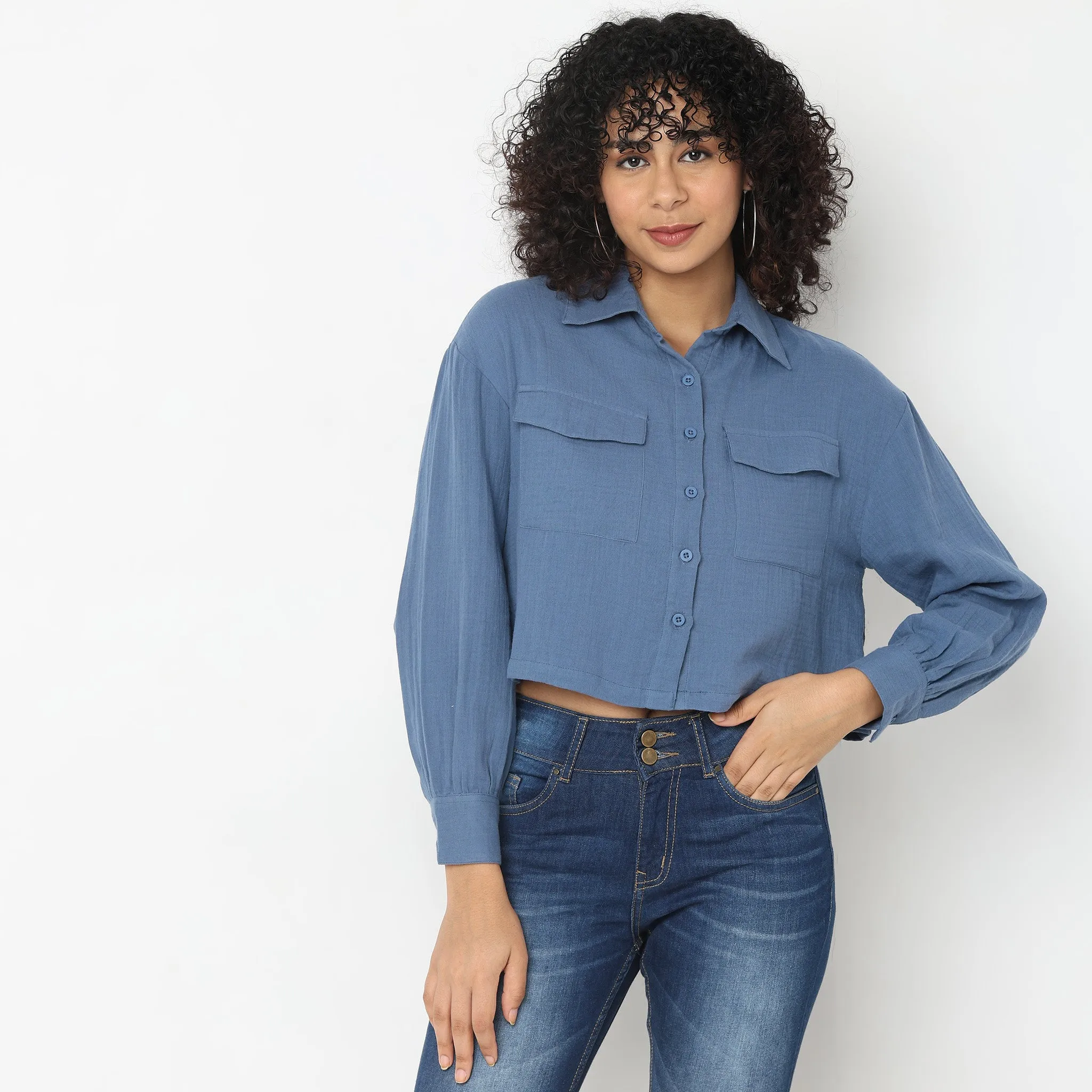 Boxy Fit Solid Shirts