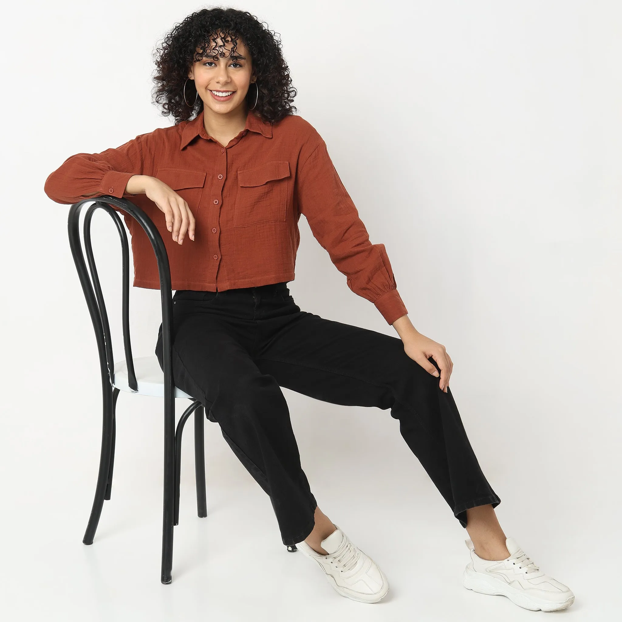 Boxy Fit Solid Shirts