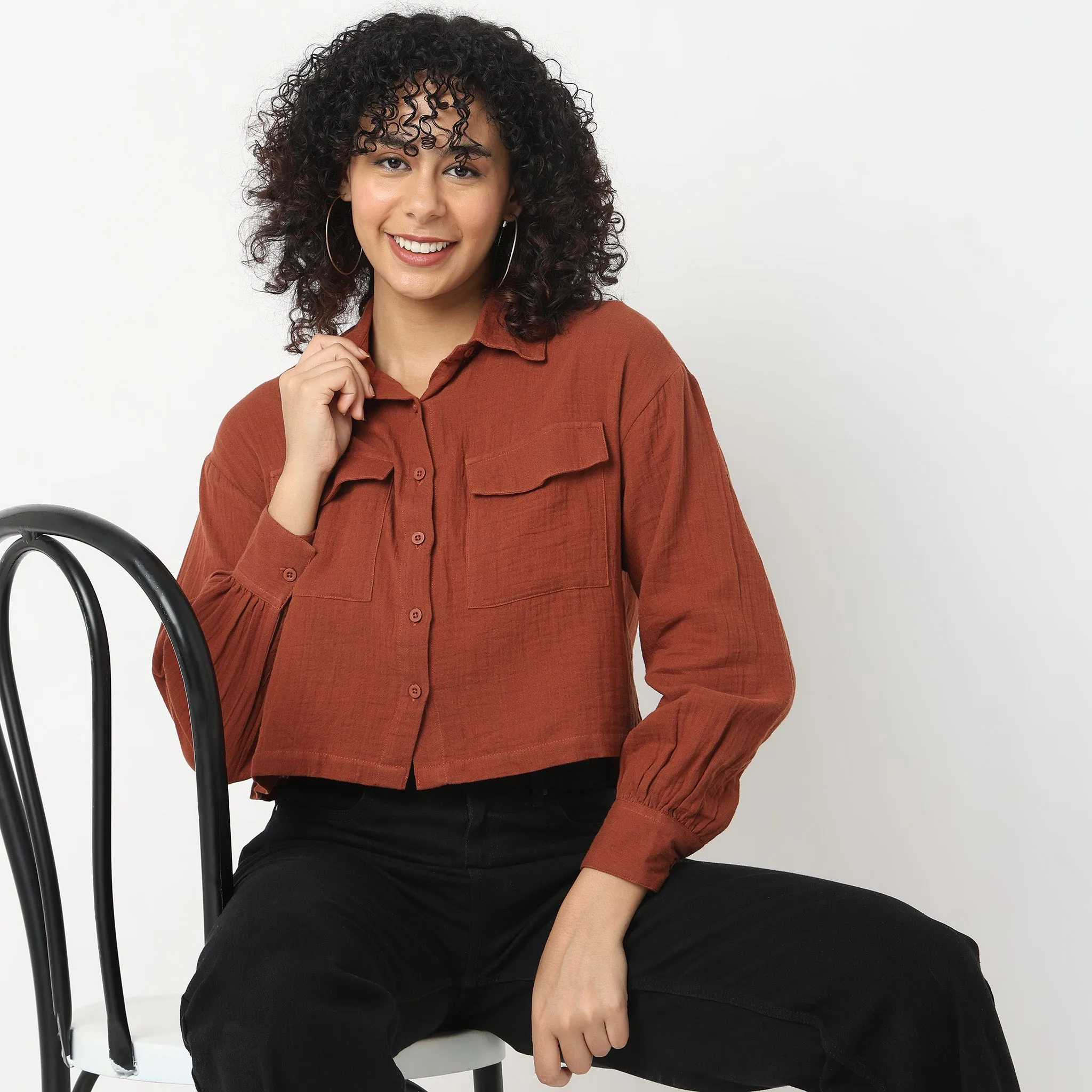 Boxy Fit Solid Shirts