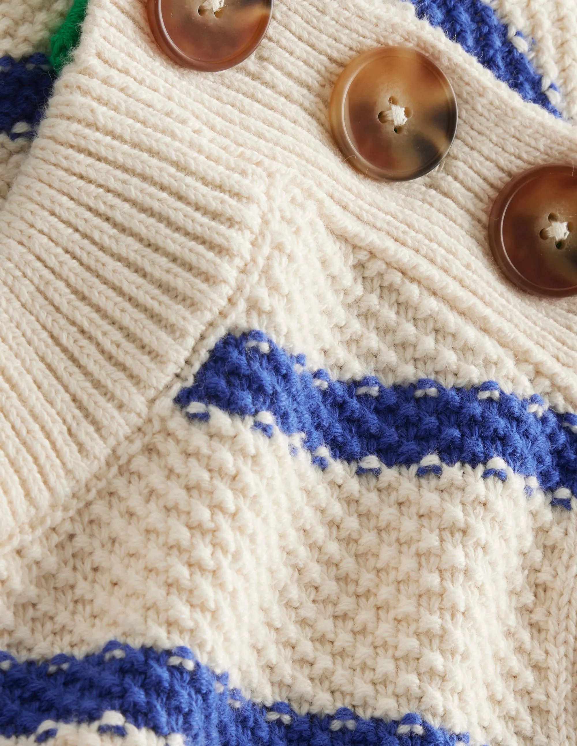Button Detail Stitch Jumper-Warm Ivory, Island Sapphire