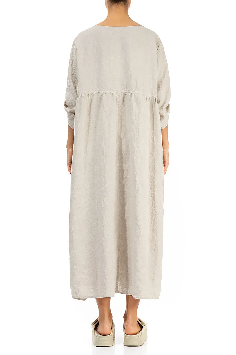 Buttoned Natural Linen Dress
