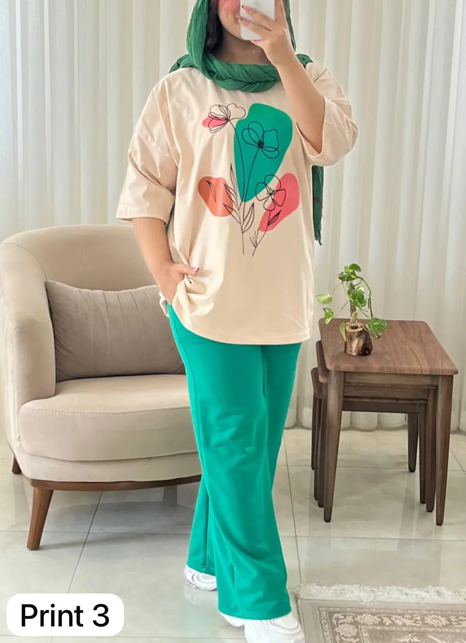 CH # 531 Printed Drop-Shoulder Tee Trousers