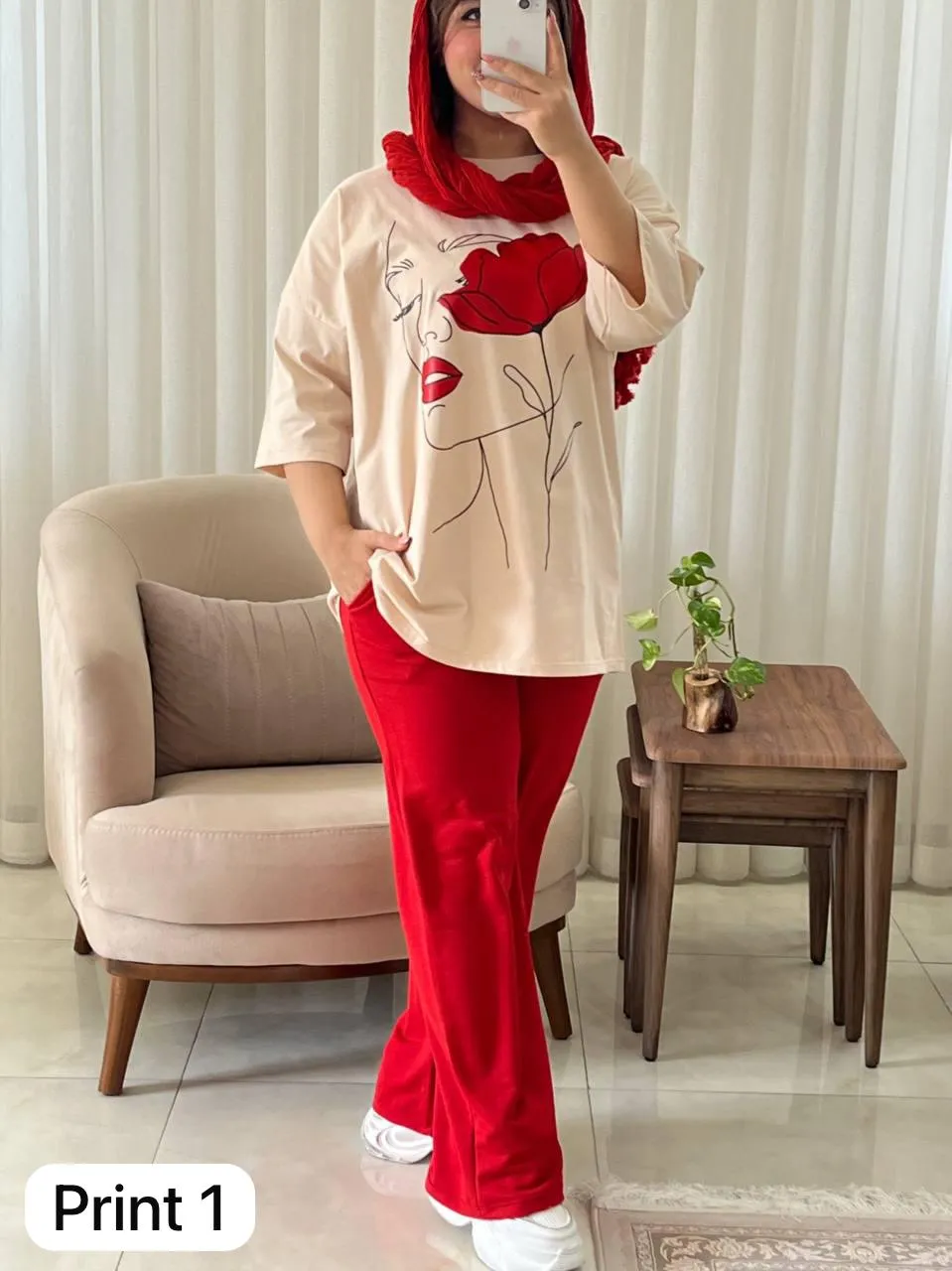 CH # 531 Printed Drop-Shoulder Tee Trousers