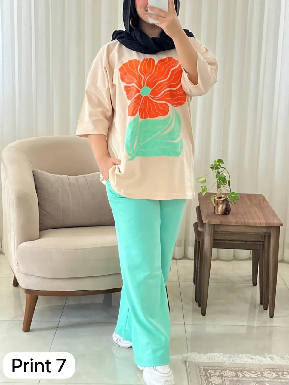 CH # 531 Printed Drop-Shoulder Tee Trousers