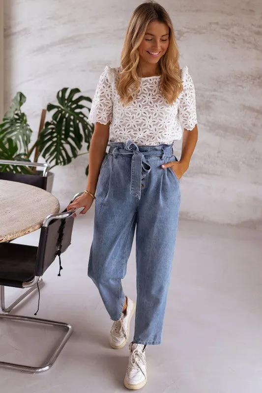 Crochet Lace Flower Embroidered Hallowed Blouse