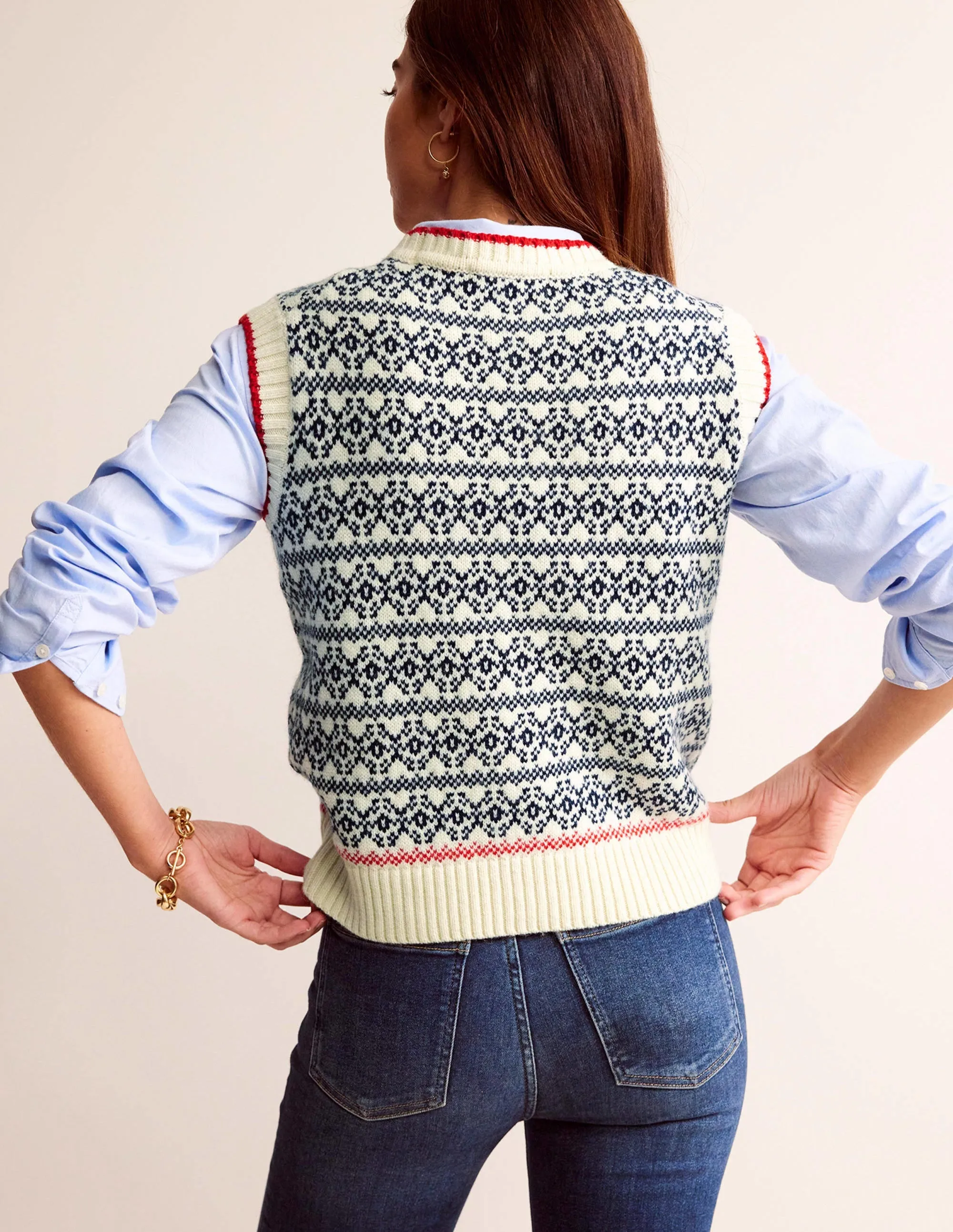 Eleanor Fair Isle Tank-Warm Ivory