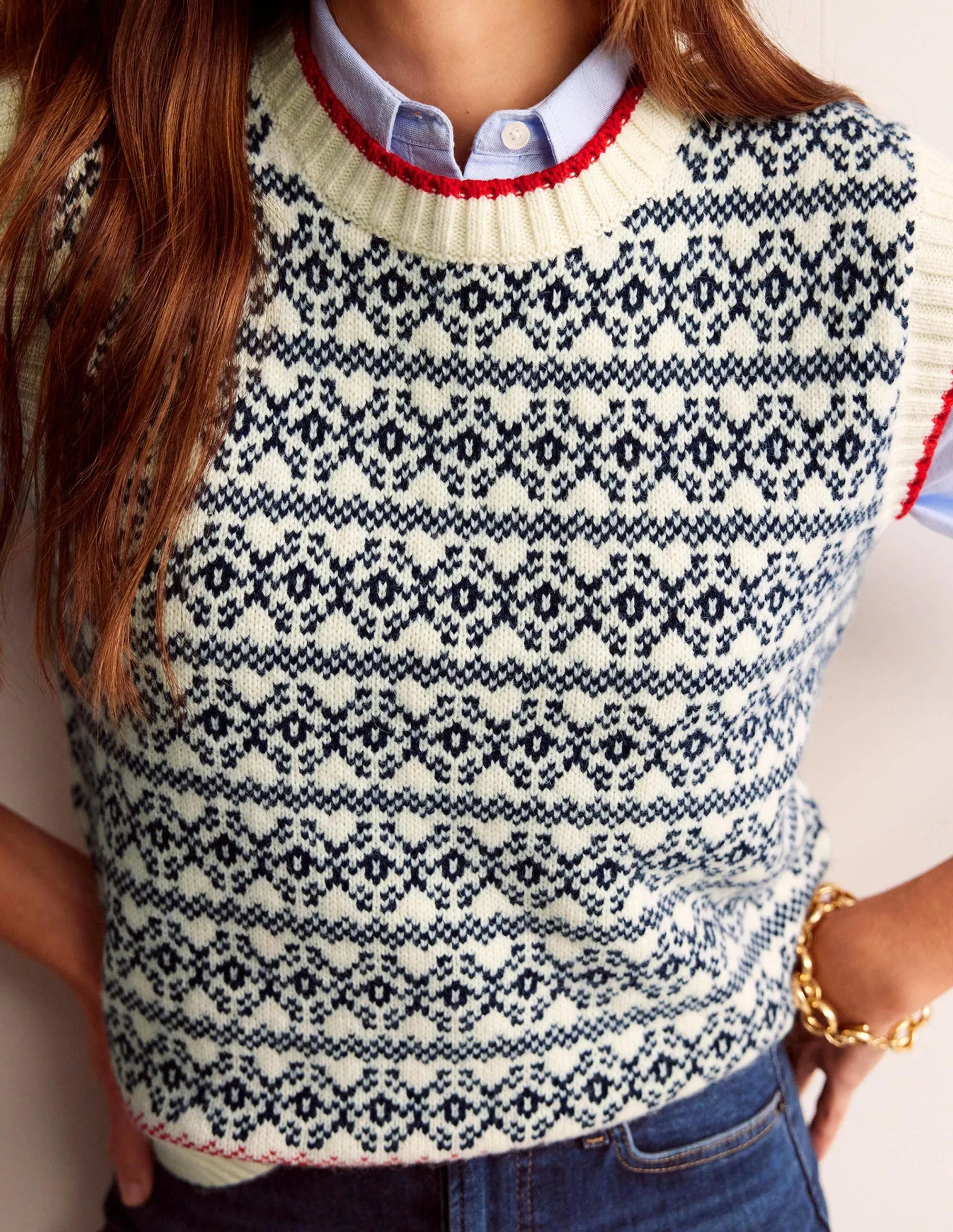 Eleanor Fair Isle Tank-Warm Ivory