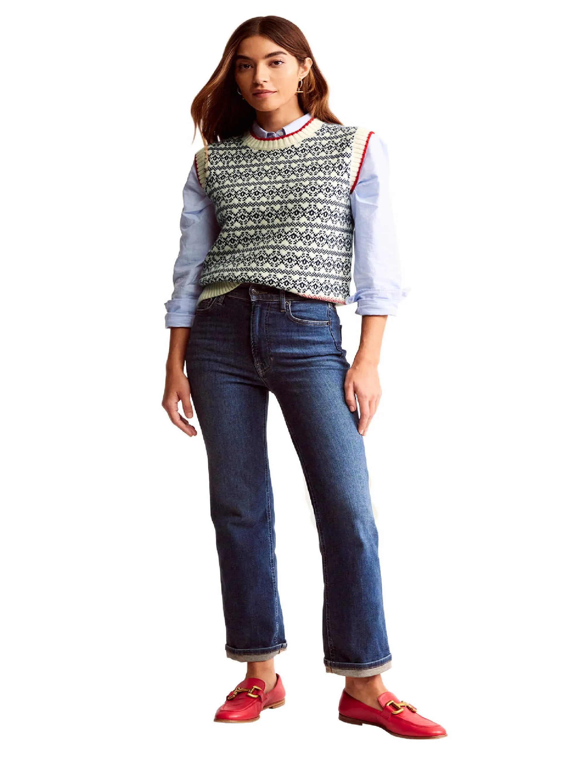 Eleanor Fair Isle Tank-Warm Ivory