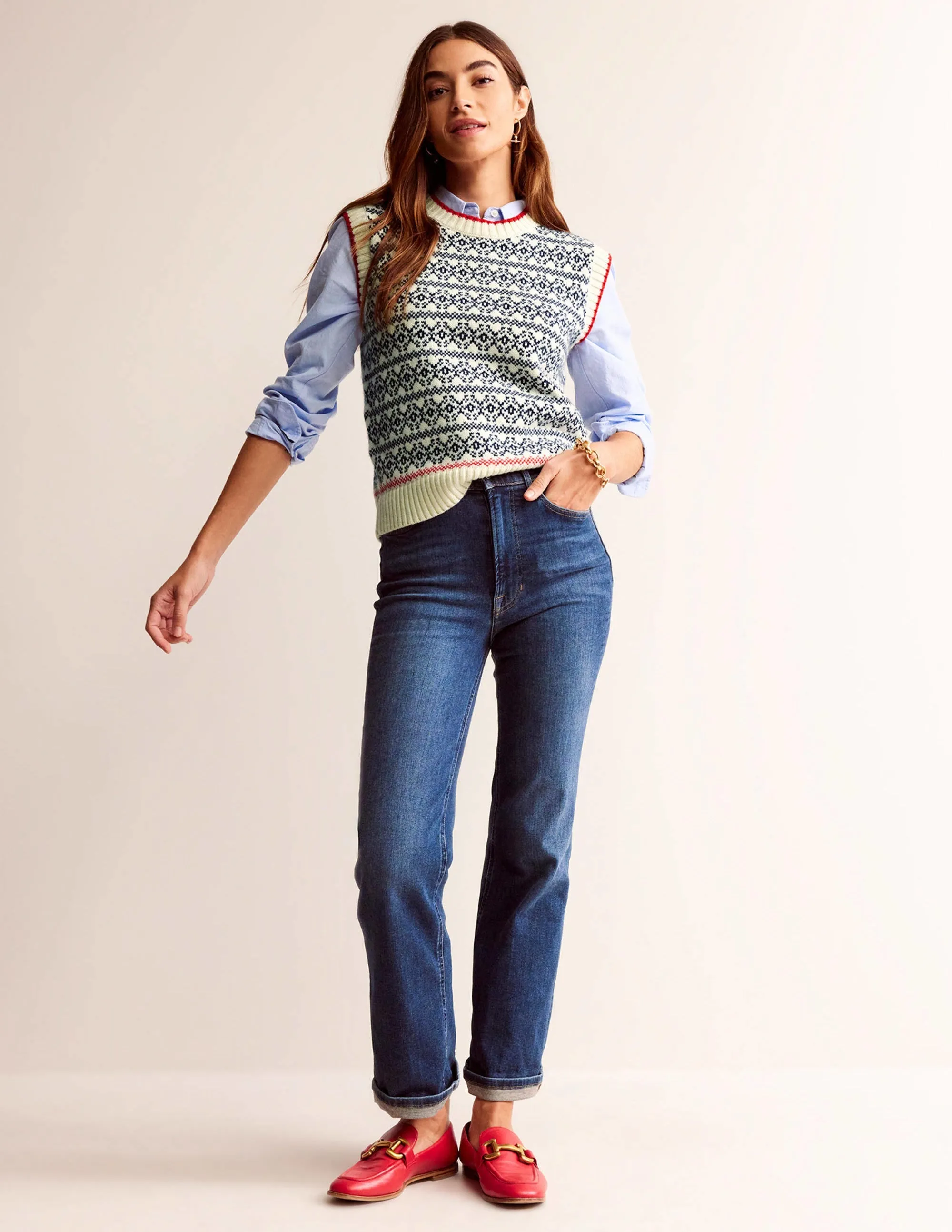 Eleanor Fair Isle Tank-Warm Ivory
