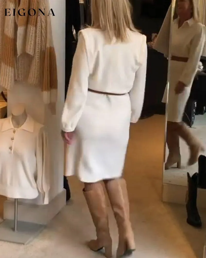 Elegant lapel long sleeve dress