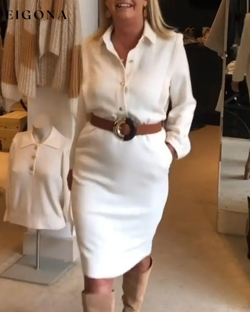Elegant lapel long sleeve dress