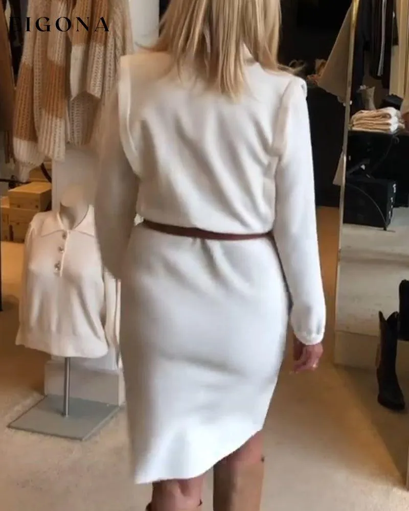 Elegant lapel long sleeve dress