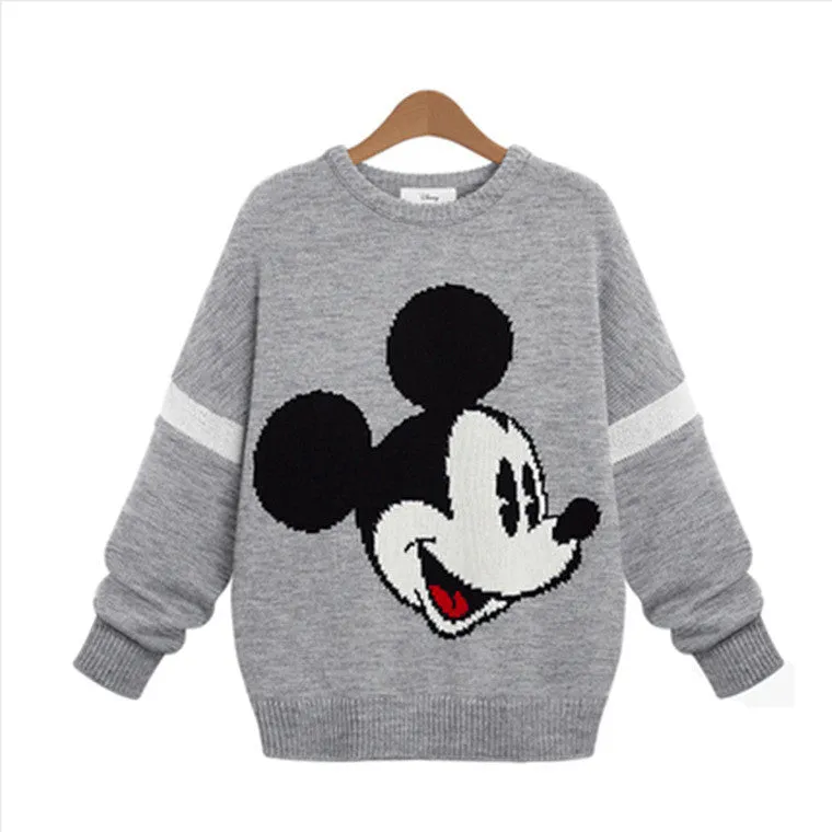 Embroidery Contrast Color Pullover Scoop Knit Sweater