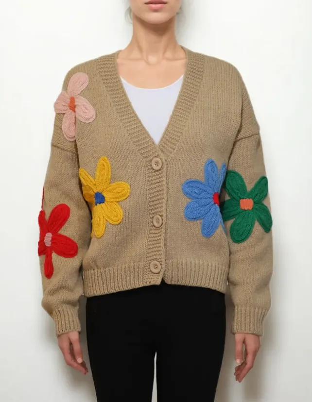 FLOWER CARDIGAN OVERSIZED SLEEVES