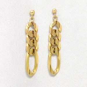 Funky Faceted 14k Figaro Chain Earrings