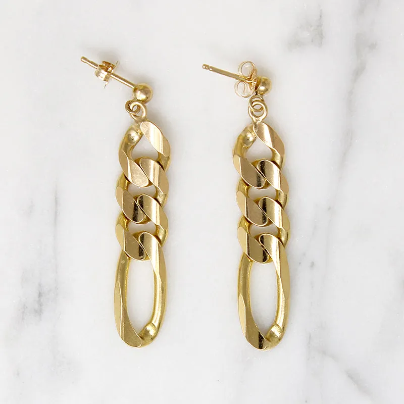 Funky Faceted 14k Figaro Chain Earrings
