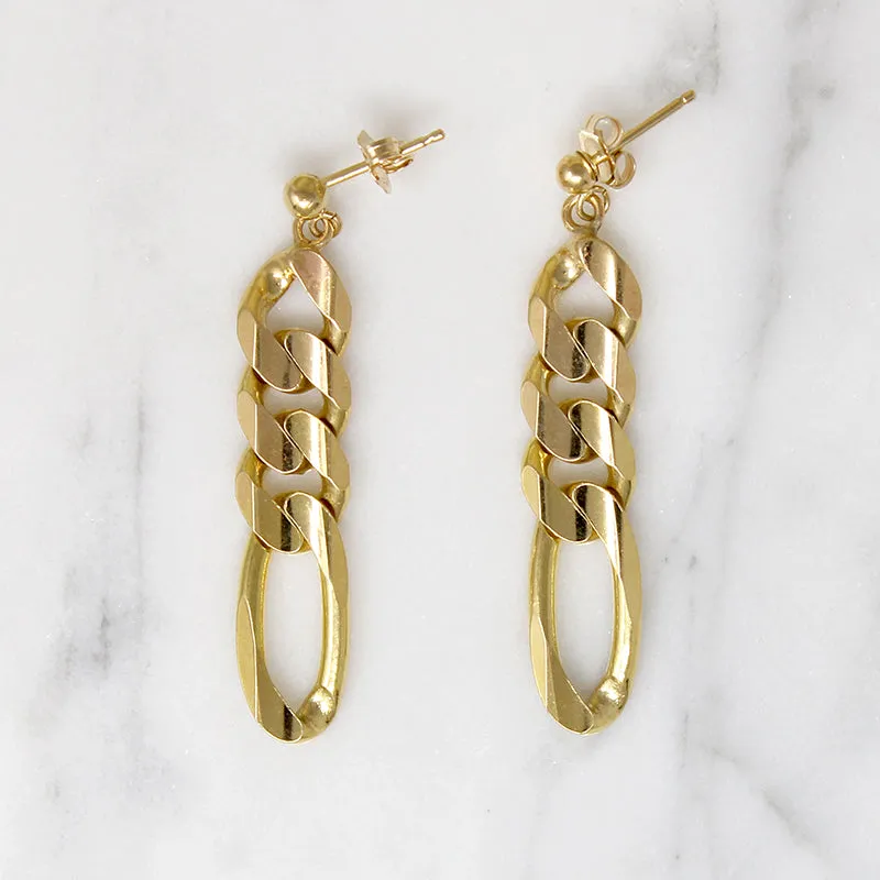 Funky Faceted 14k Figaro Chain Earrings
