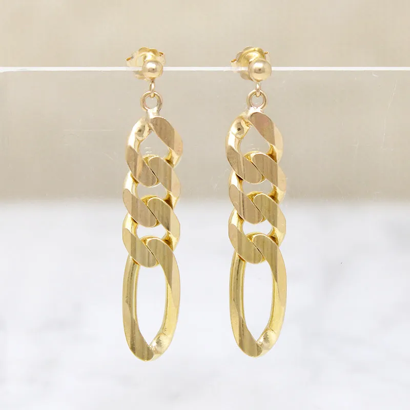 Funky Faceted 14k Figaro Chain Earrings