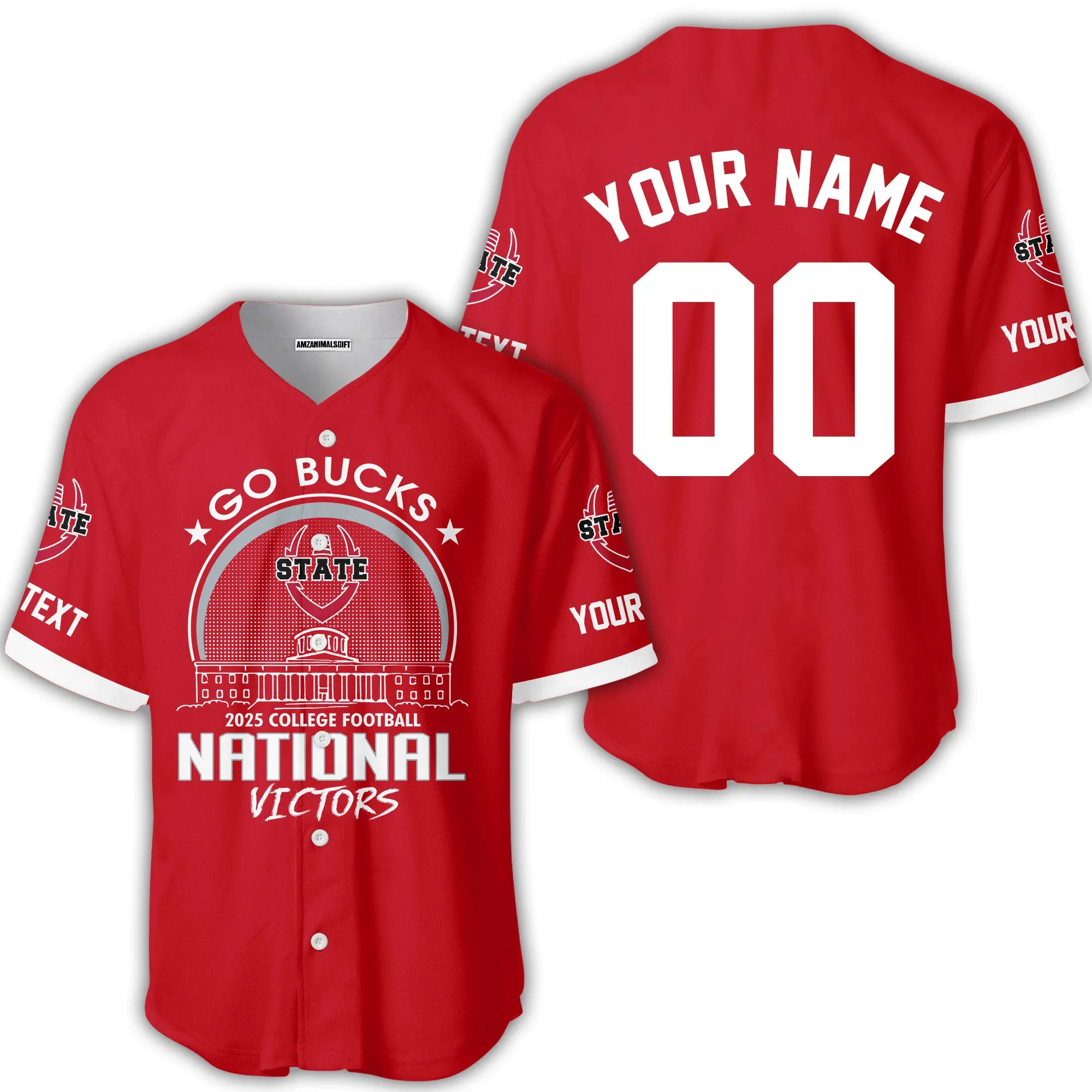 Go Bucks 2025 College Football Victors Custom Double Sided Baseball Jersey, National Winner Shirt, 2025 Champions Columbus Ohio Custom Baseball Jersey