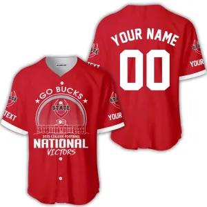 Go Bucks 2025 College Football Victors Custom Double Sided Baseball Jersey, National Winner Shirt, 2025 Champions Columbus Ohio Custom Baseball Jersey