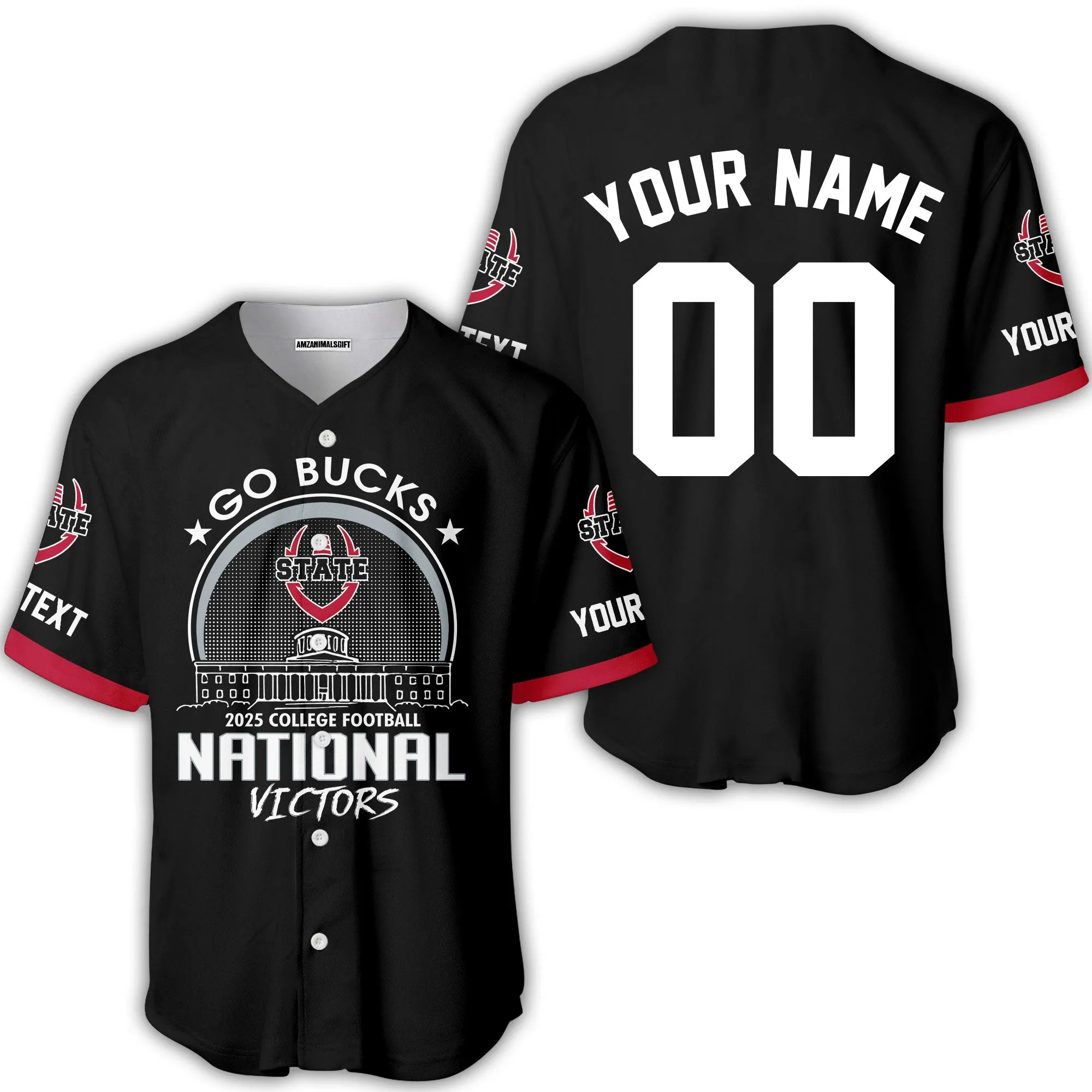 Go Bucks 2025 College Football Victors Custom Double Sided Baseball Jersey, National Winner Shirt, 2025 Champions Columbus Ohio Custom Baseball Jersey